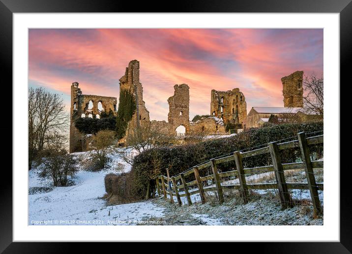 Castle ruins at Sherriff Hutton near York 460 Framed Mounted Print by PHILIP CHALK