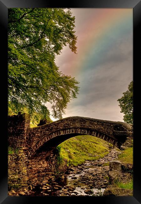 Rainbow over Eastergate Bridge, Marsden. Framed Print by Jeni Harney