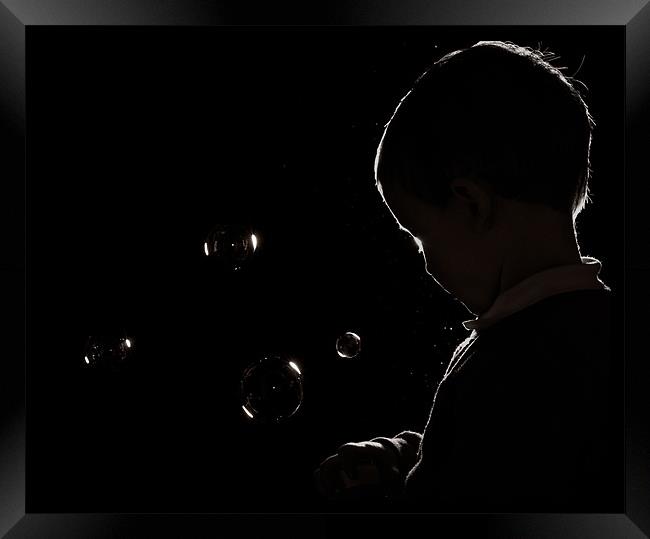 Boy Blowing Bubbles Framed Print by Jeni Harney