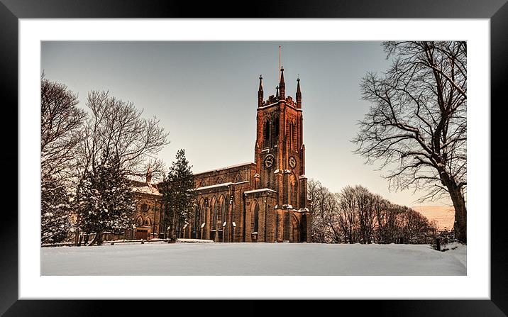 St Pauls Church, Stalybridge, in the Snow Framed Mounted Print by Jeni Harney