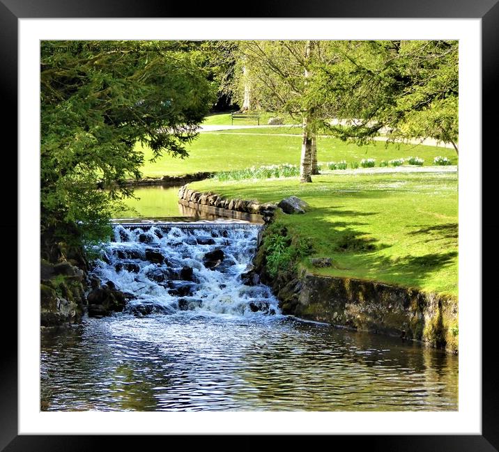 Serene Waterfall in Buxton Gardens Framed Mounted Print by Mark Chesters