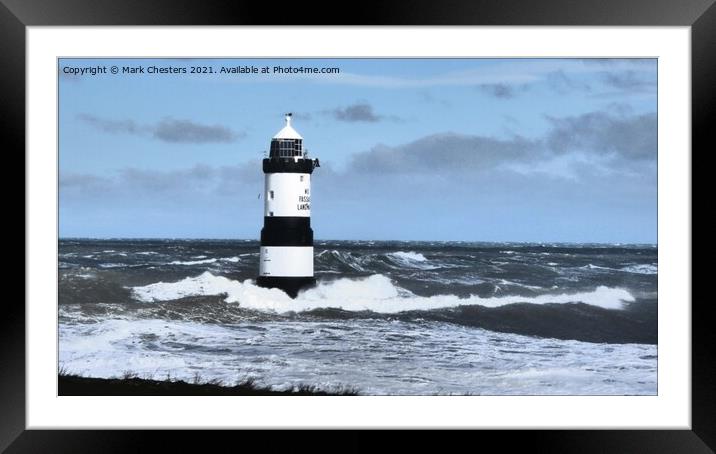 Penmon point lighthouse Framed Mounted Print by Mark Chesters