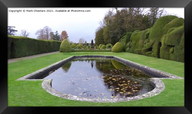 Enchanting Topiary and Lilly Pond Framed Print by Mark Chesters