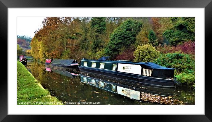 autumn colour reflection Framed Mounted Print by Mark Chesters
