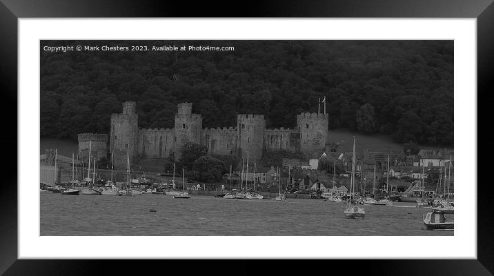 Majestic Conwy Castle in Monochrome Framed Mounted Print by Mark Chesters