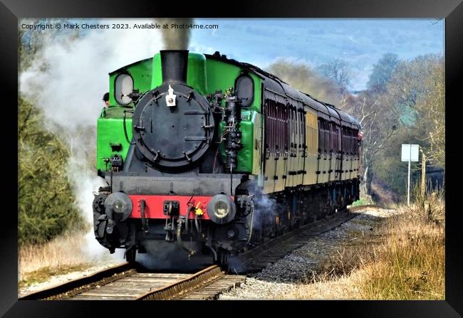 Majestic Steam Engine Conquers Steep Hill Framed Print by Mark Chesters