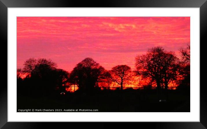 Majestic Sunset Silhouette Framed Mounted Print by Mark Chesters