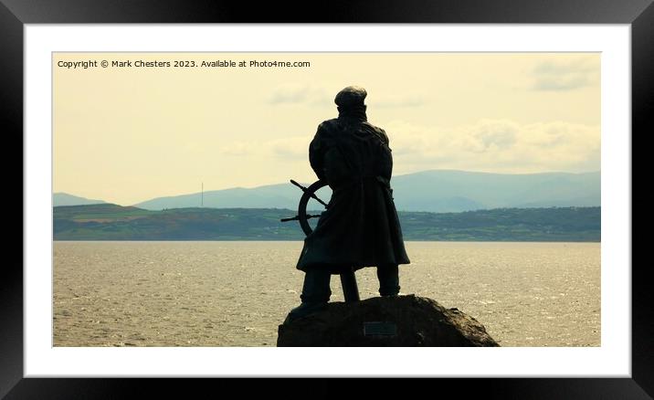 Moelfre bronze statue from the back Framed Mounted Print by Mark Chesters