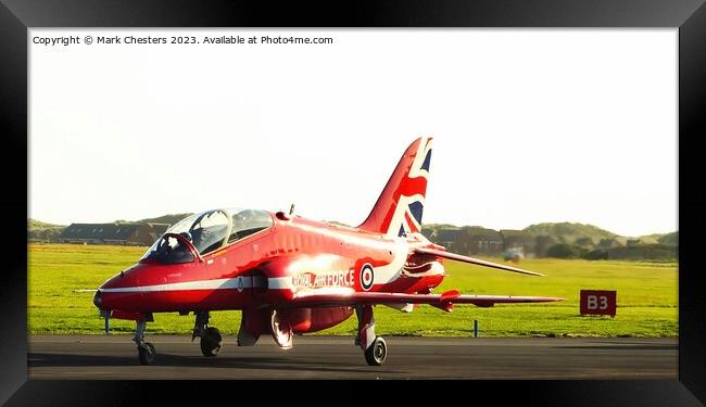 Red Arrow just landed at Blackpool airport 2023 Framed Print by Mark Chesters