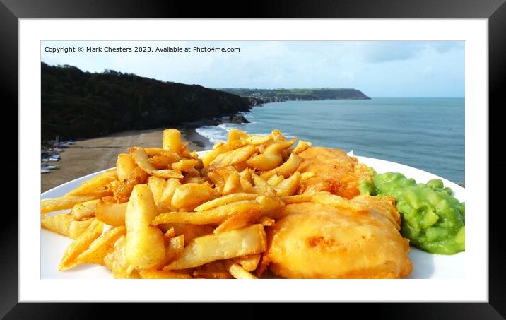 fish and chips by the sea Framed Mounted Print by Mark Chesters