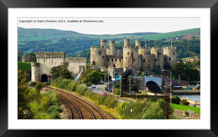 Conwy Castle and railway line  Framed Mounted Print by Mark Chesters
