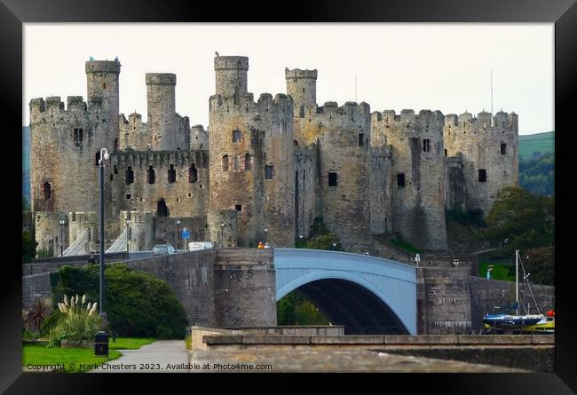 Conwy castle and road bridge Framed Print by Mark Chesters