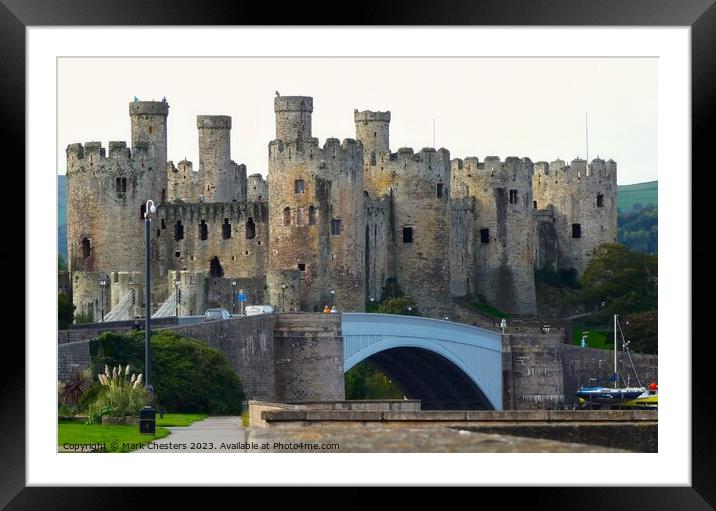 Conwy castle and road bridge Framed Mounted Print by Mark Chesters