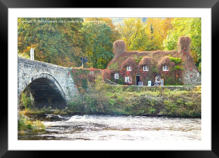 Llanrwst Tearoom and river Framed Mounted Print by Mark Chesters