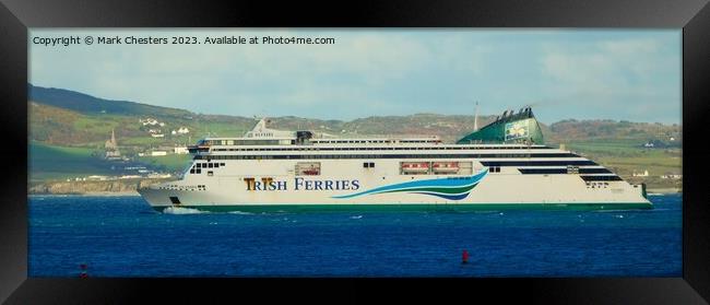 Irish Ferry departing Holyhead Framed Print by Mark Chesters