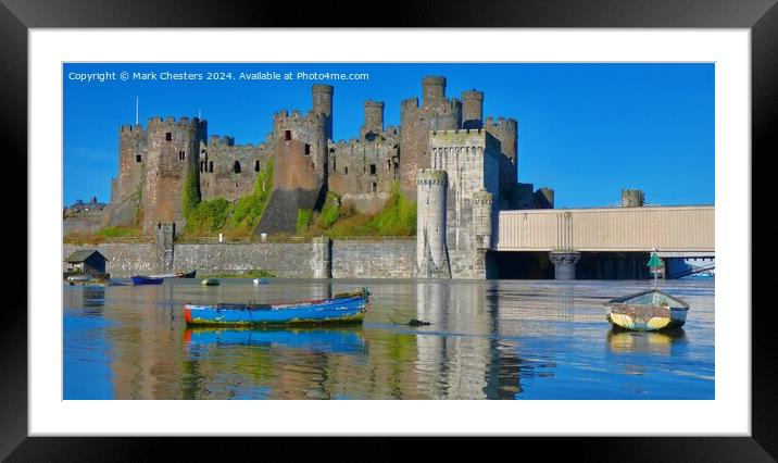 Beautiful Conwy Castle and boats on a February day Framed Mounted Print by Mark Chesters