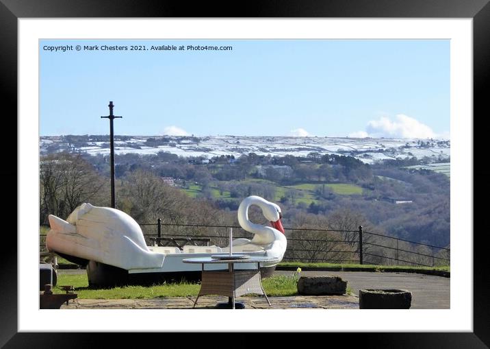 Alton Towers Retired Swan admiring the view Framed Mounted Print by Mark Chesters