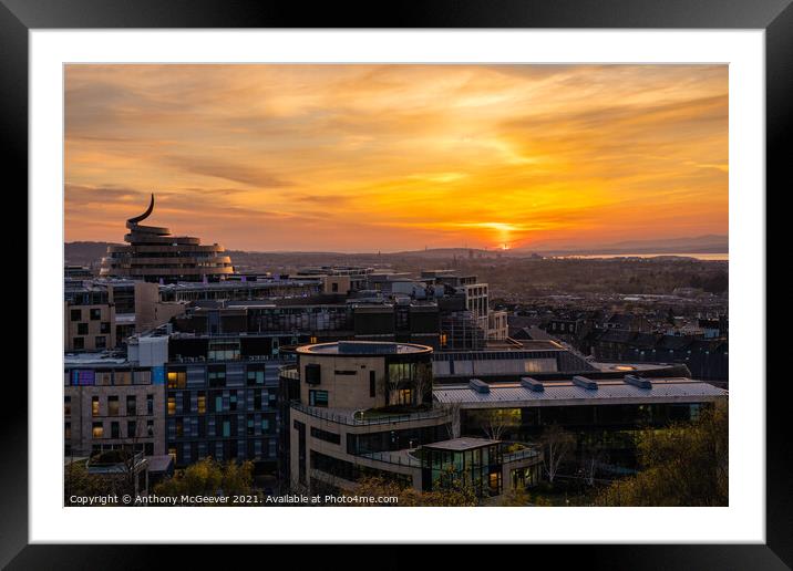 Edinburgh Sunset  Framed Mounted Print by Anthony McGeever