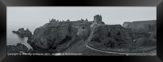Dunnottar Castle Panorama mono Framed Print by Anthony McGeever