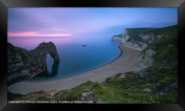Durdle Door Sunset  Framed Print by Anthony McGeever