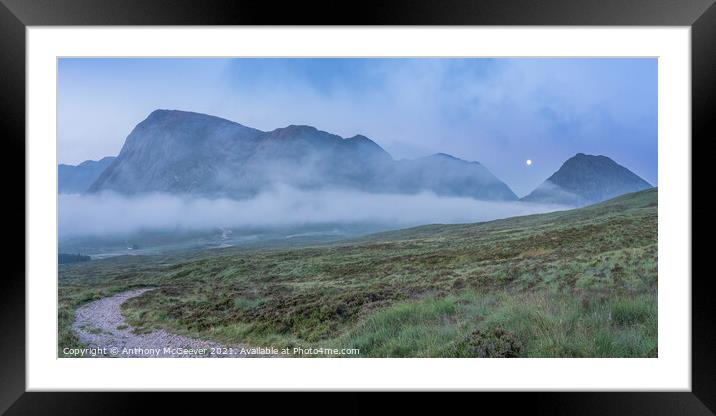 Buachaille Etive Mor Moonset  Framed Mounted Print by Anthony McGeever