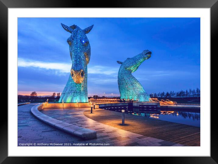 The Kelpies Blue  Framed Mounted Print by Anthony McGeever
