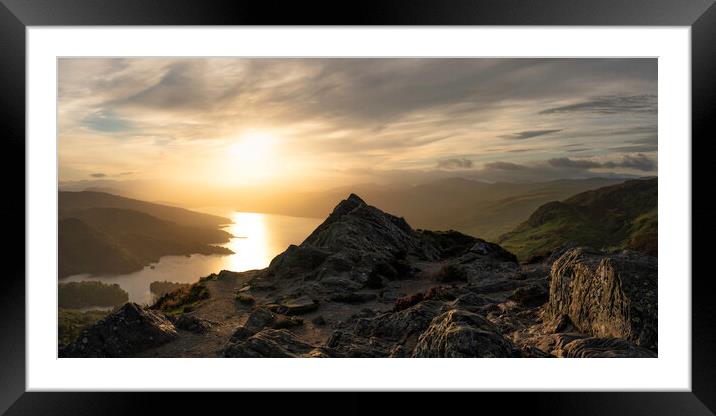 A hazy sunset over Loch Katrine  Framed Mounted Print by Anthony McGeever