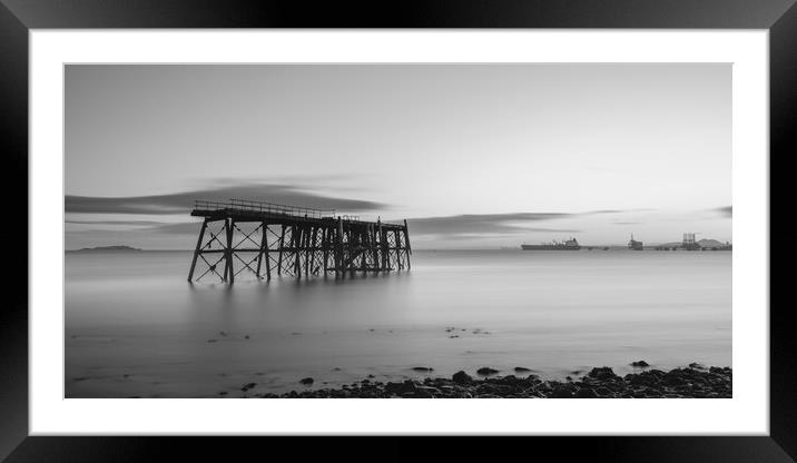 Carlingnose Pier black and white  Framed Mounted Print by Anthony McGeever