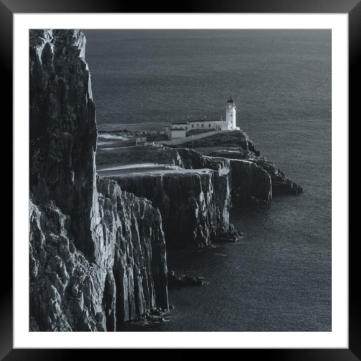Neist Point Lighthouse Mono Framed Mounted Print by Anthony McGeever