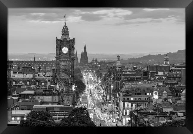 Edinburgh Princess Street Black and White  Framed Print by Anthony McGeever