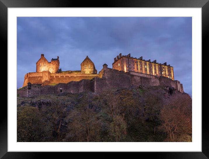 Edinburgh Castle at Night Framed Mounted Print by Anthony McGeever
