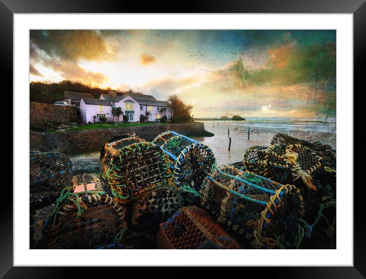 The Pink Cottage Bude  Framed Mounted Print by Anthony McGeever