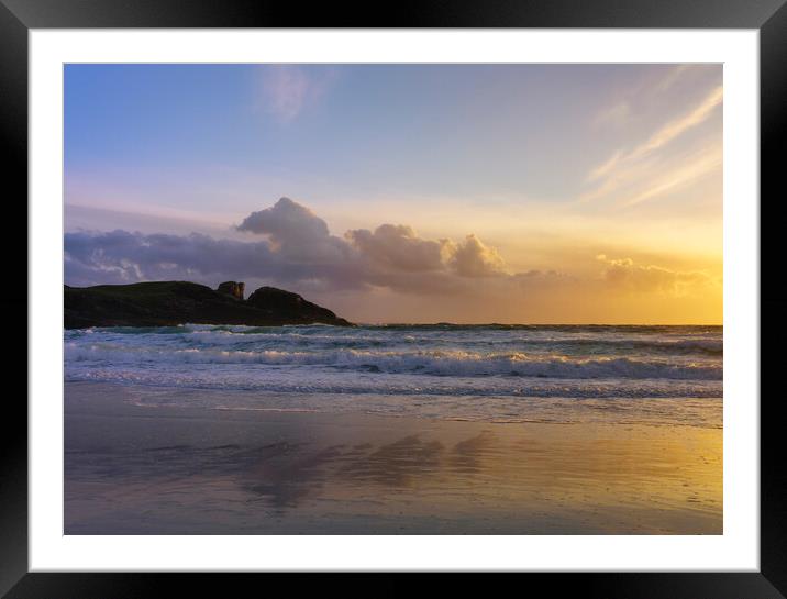 Clachtol Beach Sunset Framed Mounted Print by Anthony McGeever