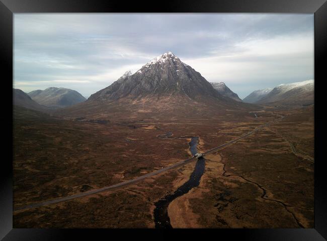Buachaille Etive Mor from the air  Framed Print by Anthony McGeever
