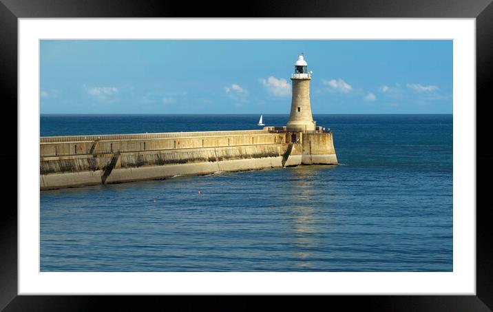North Pier Lighthouse Tynemouth Framed Mounted Print by Anthony McGeever