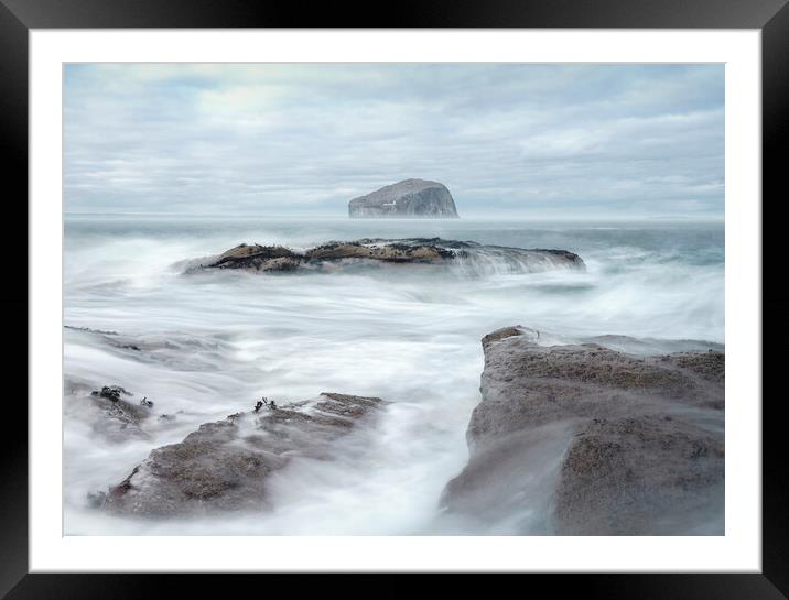 White surf and Bass Rock  Framed Mounted Print by Anthony McGeever