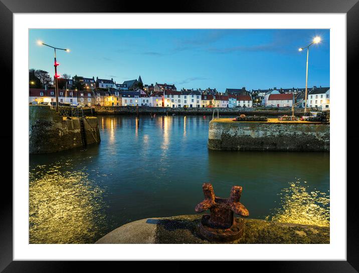 St Monans Harbour at night  Framed Mounted Print by Anthony McGeever