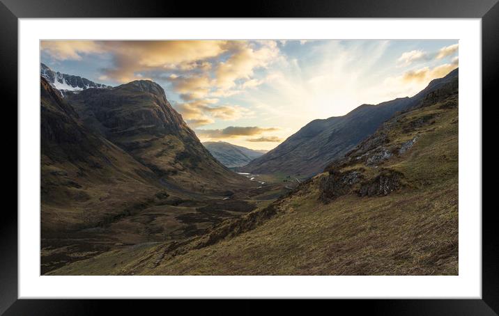 Sunset over the pass of Glencoe  Framed Mounted Print by Anthony McGeever