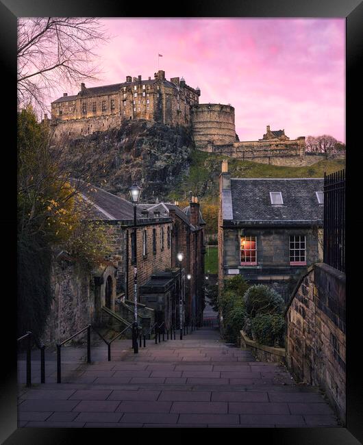 Edinburgh Castle Sunset  Framed Print by Anthony McGeever