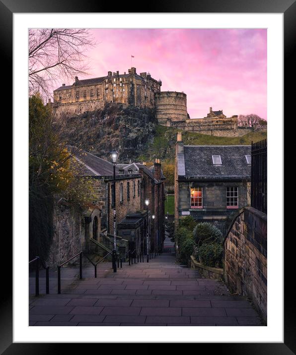 Edinburgh Castle Sunset  Framed Mounted Print by Anthony McGeever