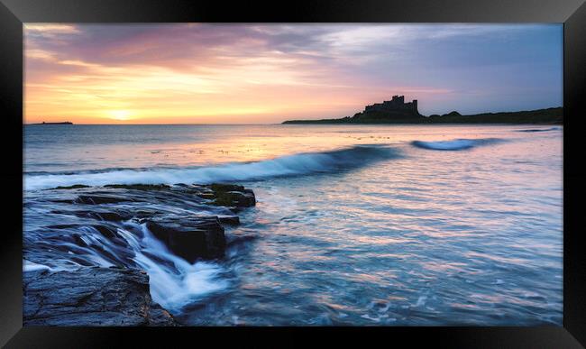Ethereal Sunrise on Bamburgh Beach  Framed Print by Anthony McGeever