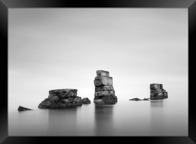 Kirkcaldy Sea Wall Black and White  Framed Print by Anthony McGeever