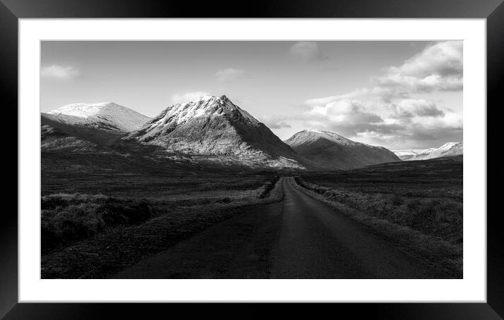 The Road To Glen Etive B&W Framed Mounted Print by Anthony McGeever