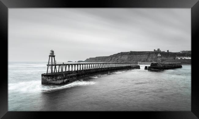 East Pier Black and White  Framed Print by Anthony McGeever