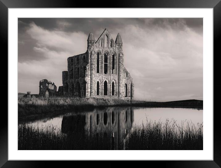 Whitby Abbey Black and White  Framed Mounted Print by Anthony McGeever