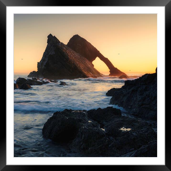 A golden Glow on Bow Fiddle Rock  Framed Mounted Print by Anthony McGeever