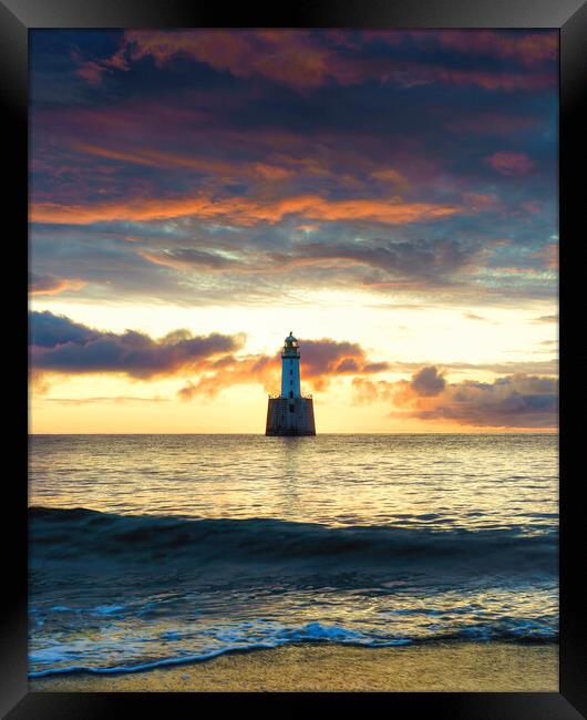 Fiery Sunrise Over Rattray Lighthouse Framed Print by Anthony McGeever