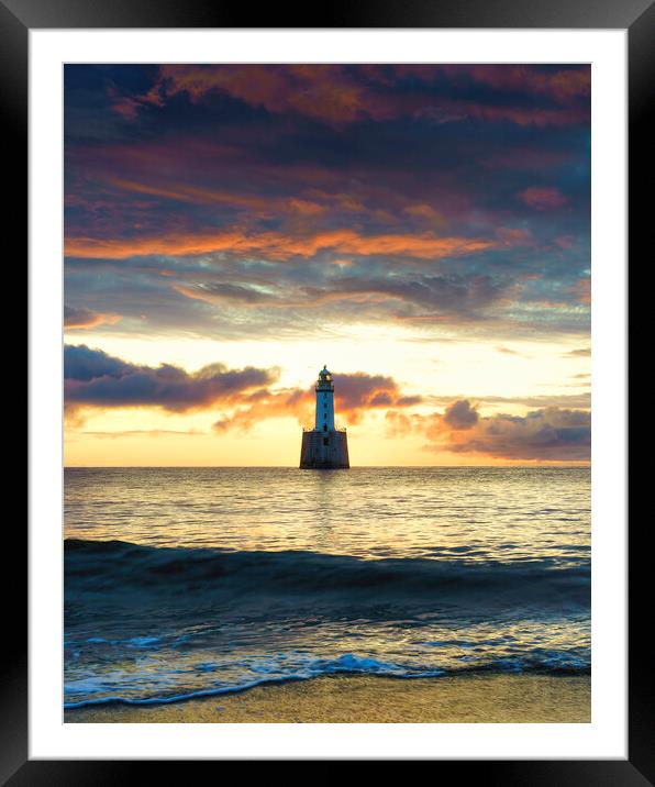 Fiery Sunrise Over Rattray Lighthouse Framed Mounted Print by Anthony McGeever