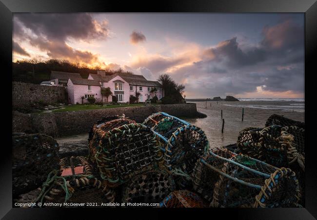 The Pink Cottage  Framed Print by Anthony McGeever