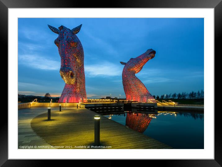The Kelpies Falkirk Scotland colour  Framed Mounted Print by Anthony McGeever